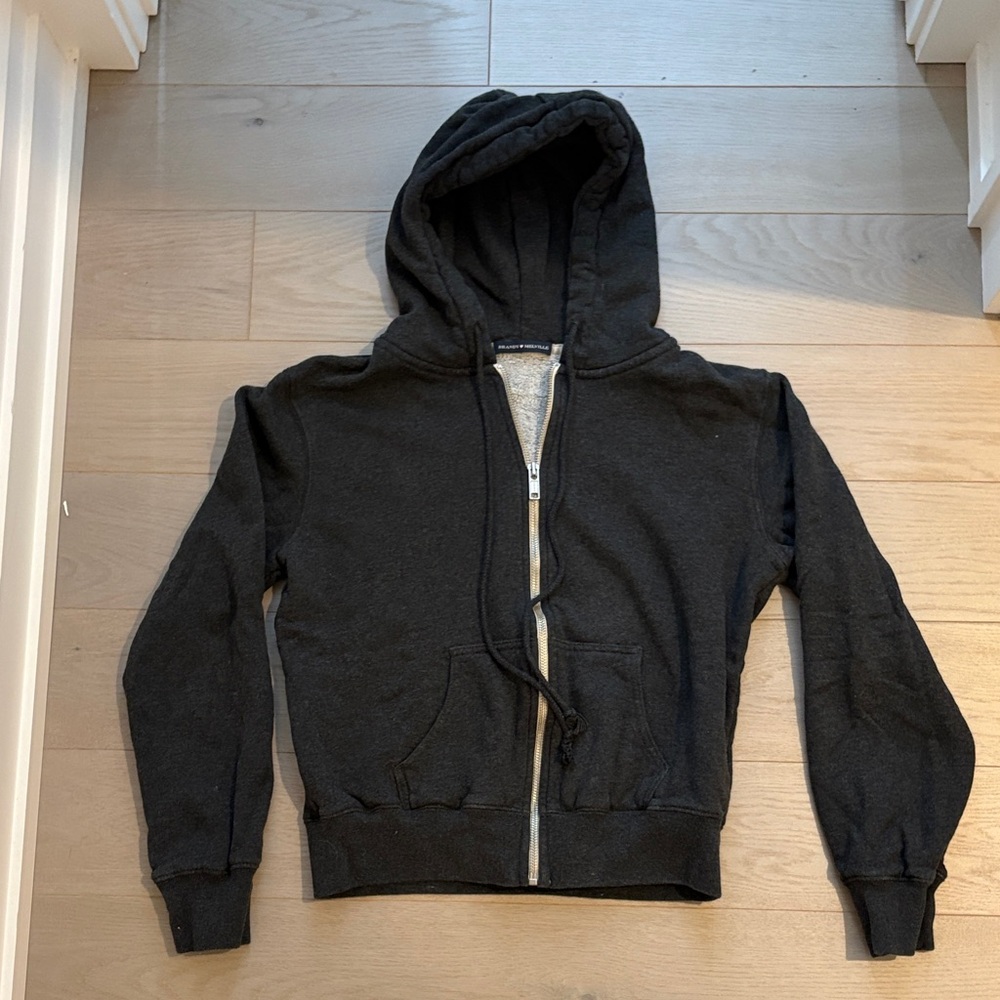 Brandy Melville Black Zip-Up Hoodie